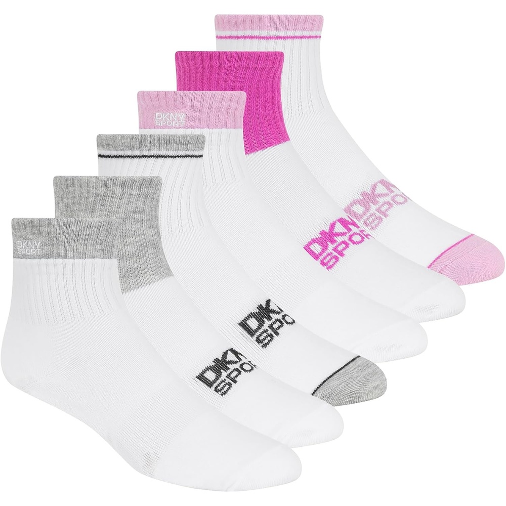 image:imageDKNY Womens 6 Pack Sport Low Crew SocksWhitePink