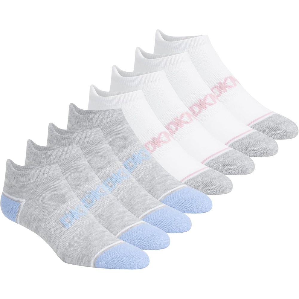 image:imageDKNY Womens 8pack Low Cut Socks With Heel Tab Arch Support amp Cushioned FootbedWhiteGrey Heather