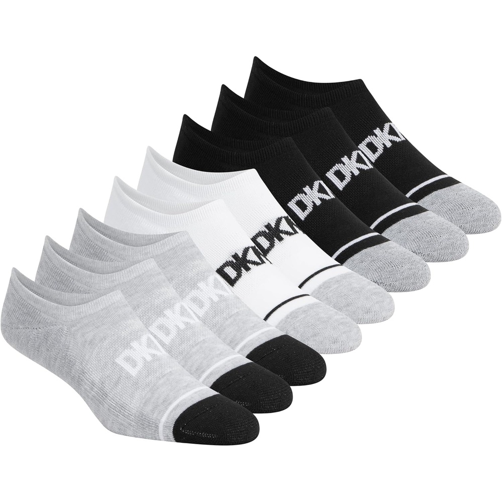 image:imageDKNY Womens 8pack Noshow Liners Arch Support amp Cushioned FootbedWhiteGrey HeatherBlack
