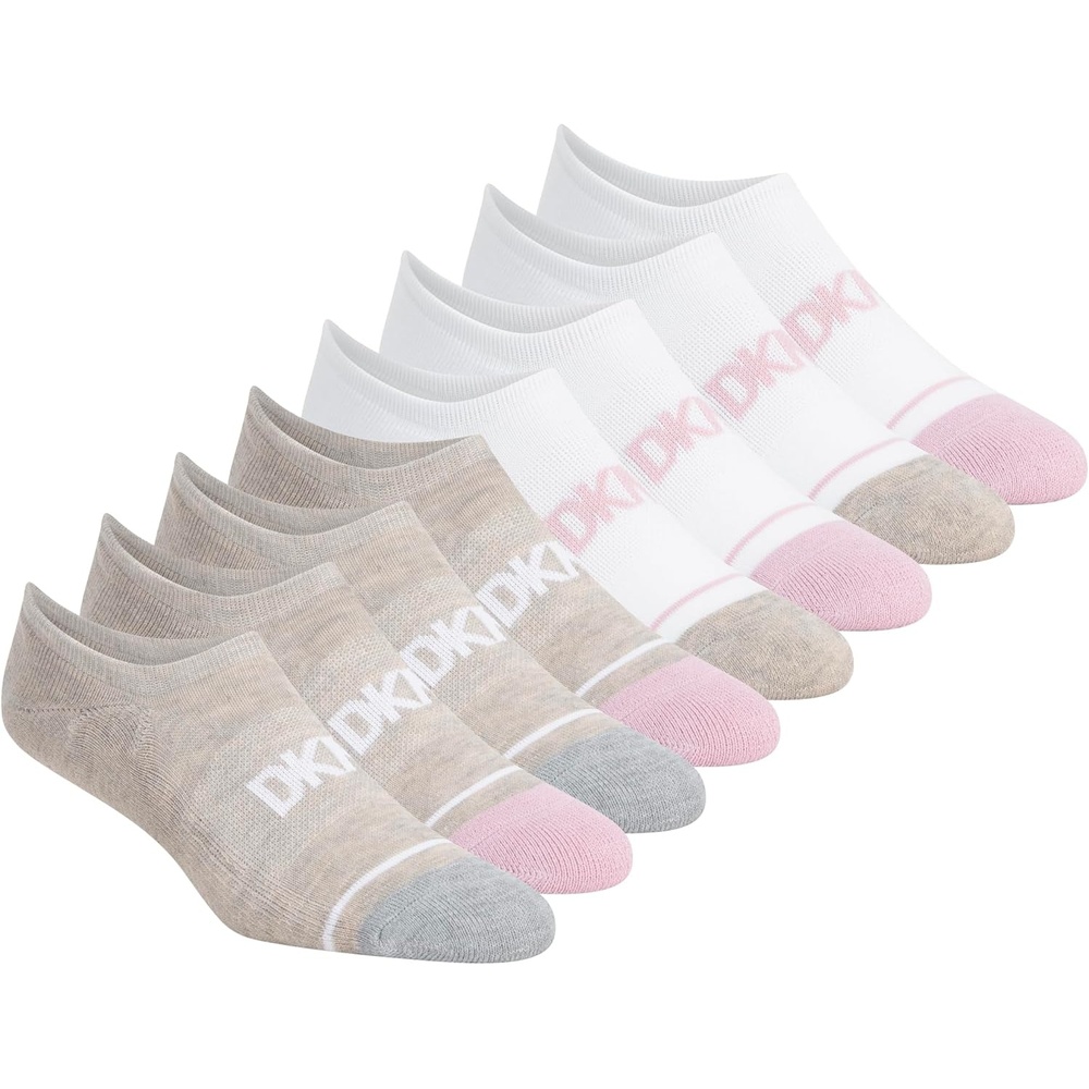 image:imageDKNY Womens 8pack Noshow Liners Arch Support amp Cushioned FootbedWhiteOatmeal Heather