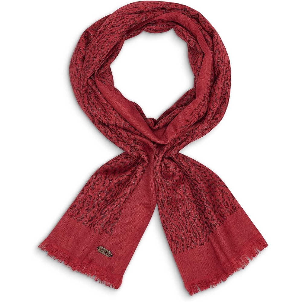 image:imageDKNY Womens Abstract Leopard Metallic Pashmina With Eyelash FringeCity Clay