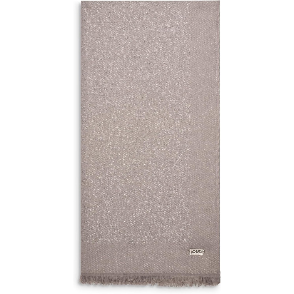 image:imageDKNY Womens Abstract Leopard Metallic Pashmina With Eyelash FringeGrey