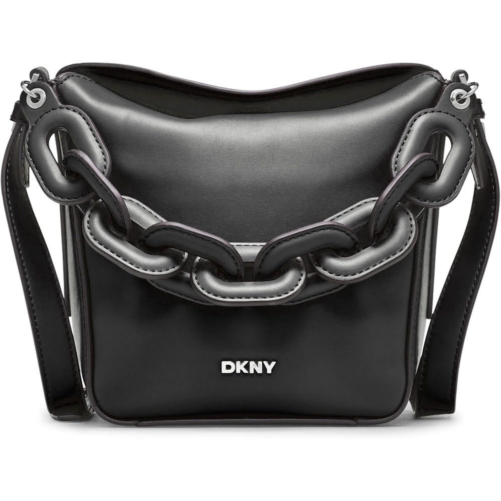 image:imageDKNY Womens Aspen Mini Chain Handle Hobo BagBlackSilver