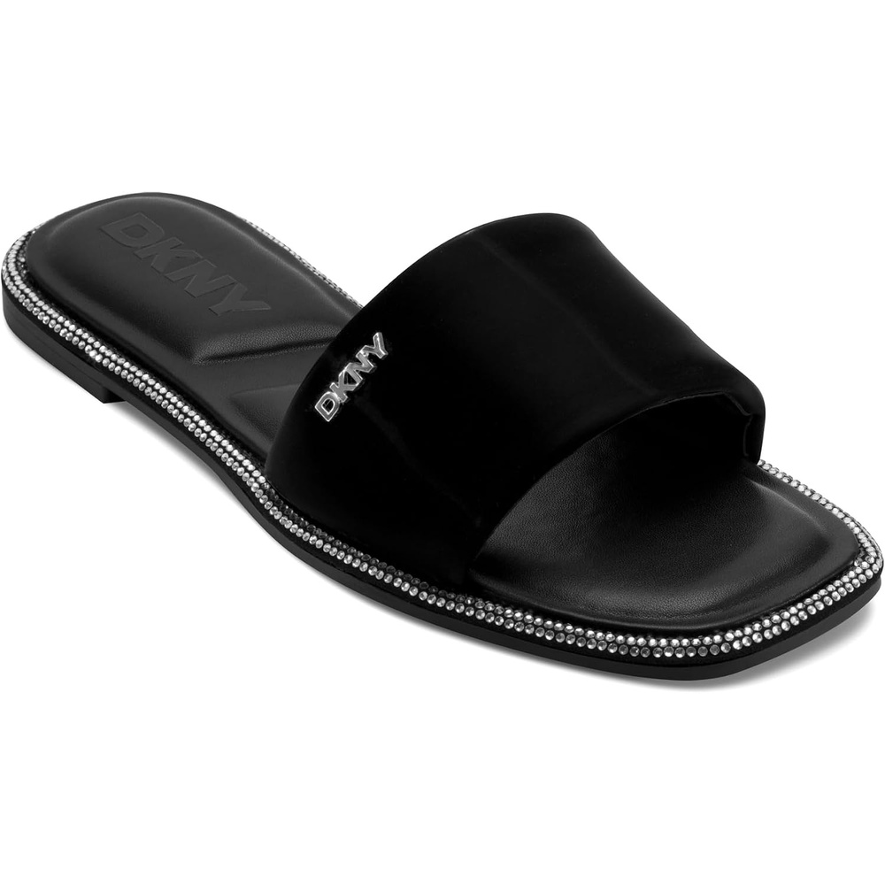 image:imageDKNY Womens Bavant Studded Flat Slide SandalBlack