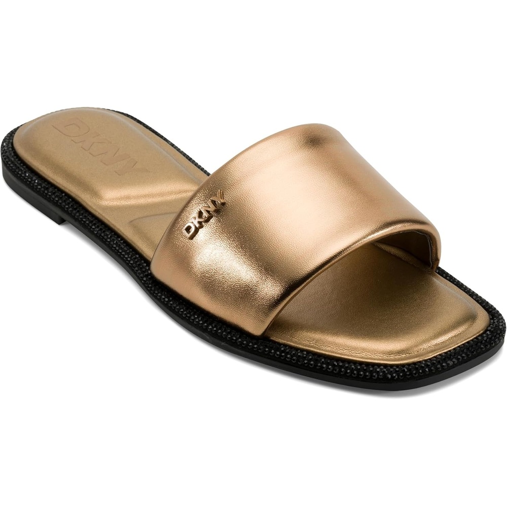 image:imageDKNY Womens Bavant Studded Flat Slide SandalBronze