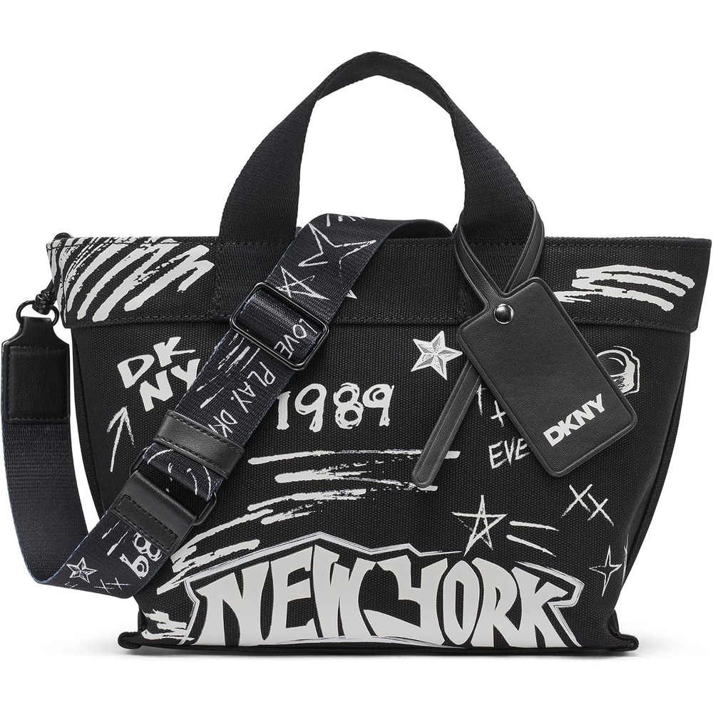image:imageDKNY Womens Brady Small Crossbody Tote BagBlackSilver