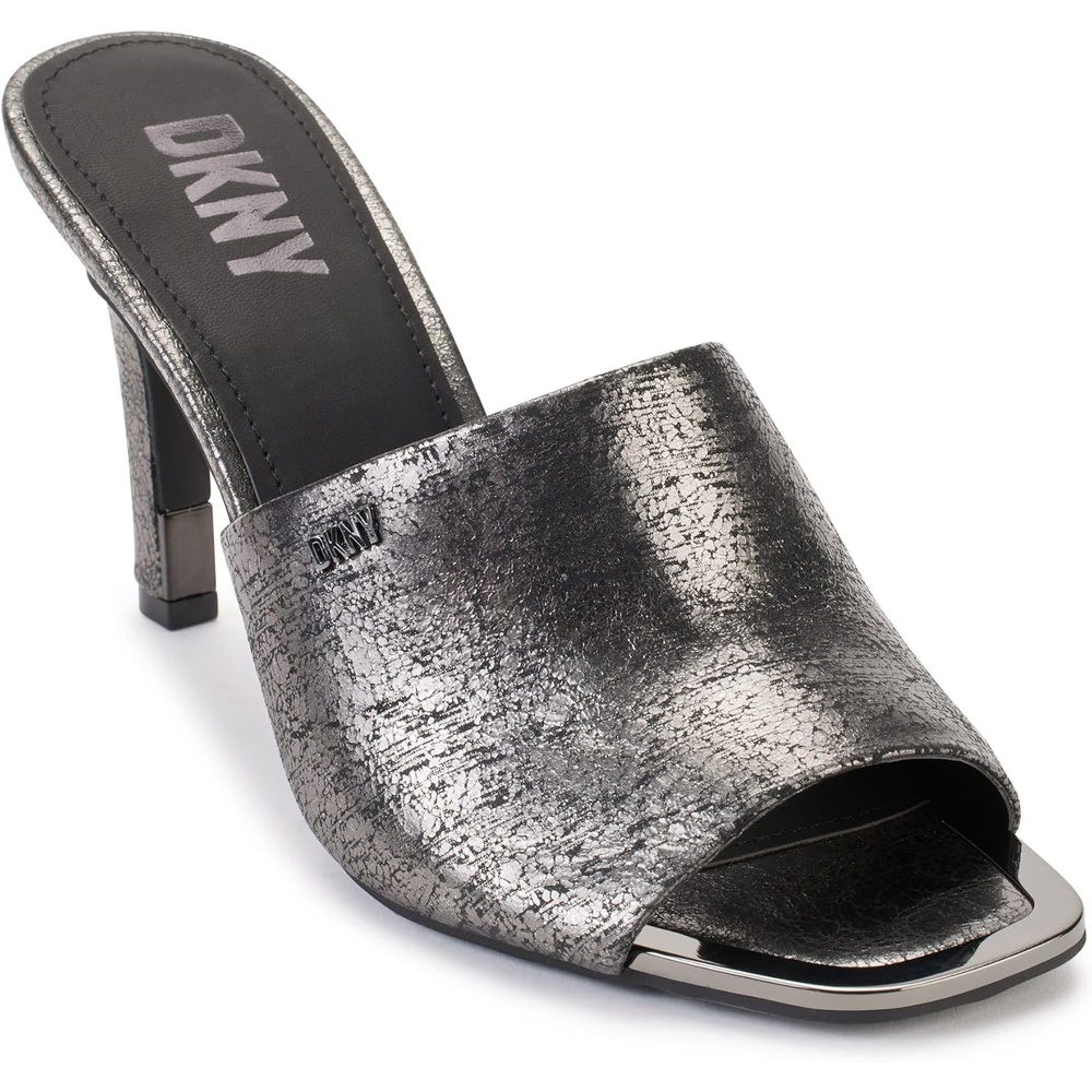 image:imageDKNY Womens Bronx Open Toe Mule HeelsDark Gunmetal