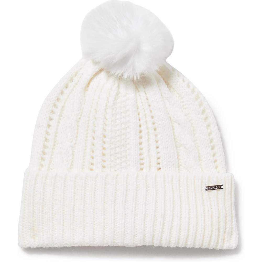 image:imageDKNY Womens Cable Knit Hat with Faux Fur PomIvory