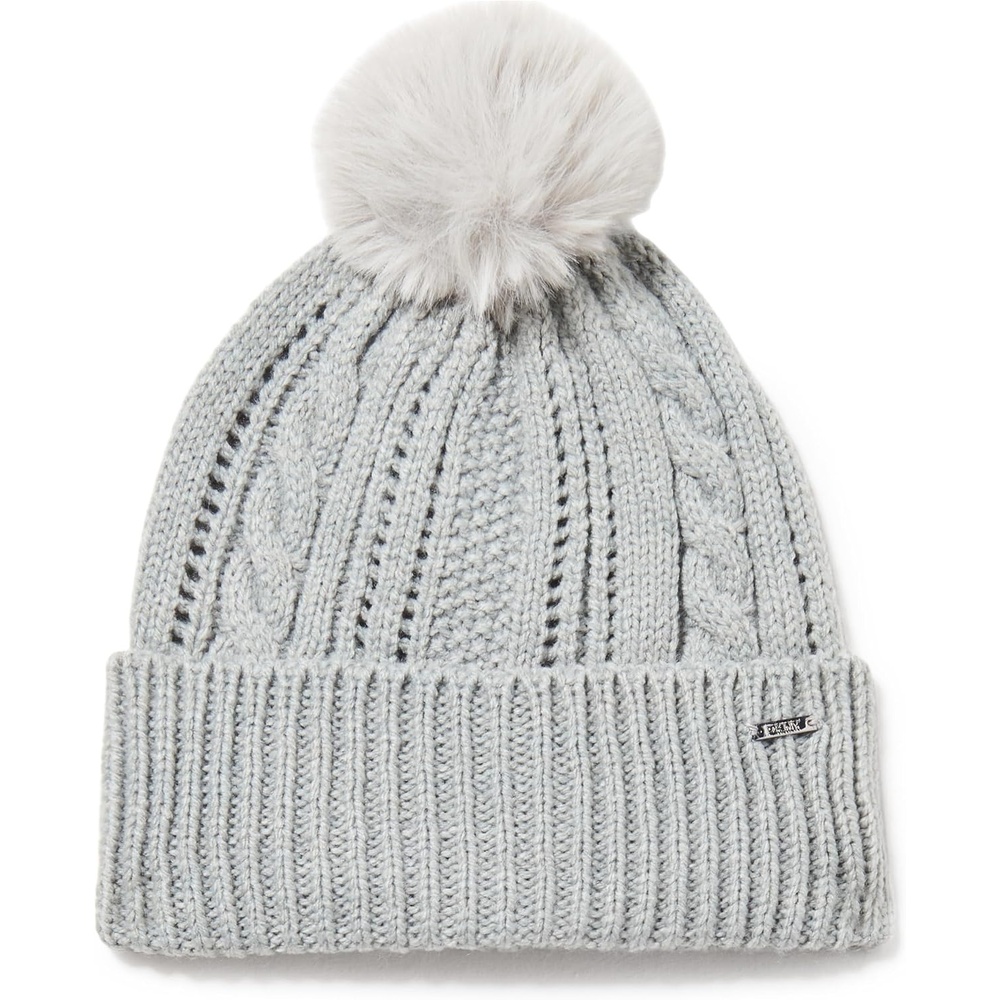 image:imageDKNY Womens Cable Knit Hat with Faux Fur PomStorm