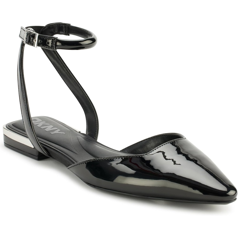 image:imageDKNY Womens Cacia Pointed Toe Ballet Flat with Ankle StrapBlack