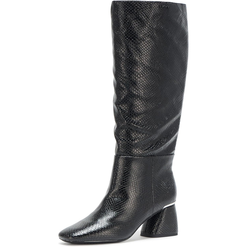image:imageDKNY Womens Cana Knee High Heeled Riding BootsBlack Croc