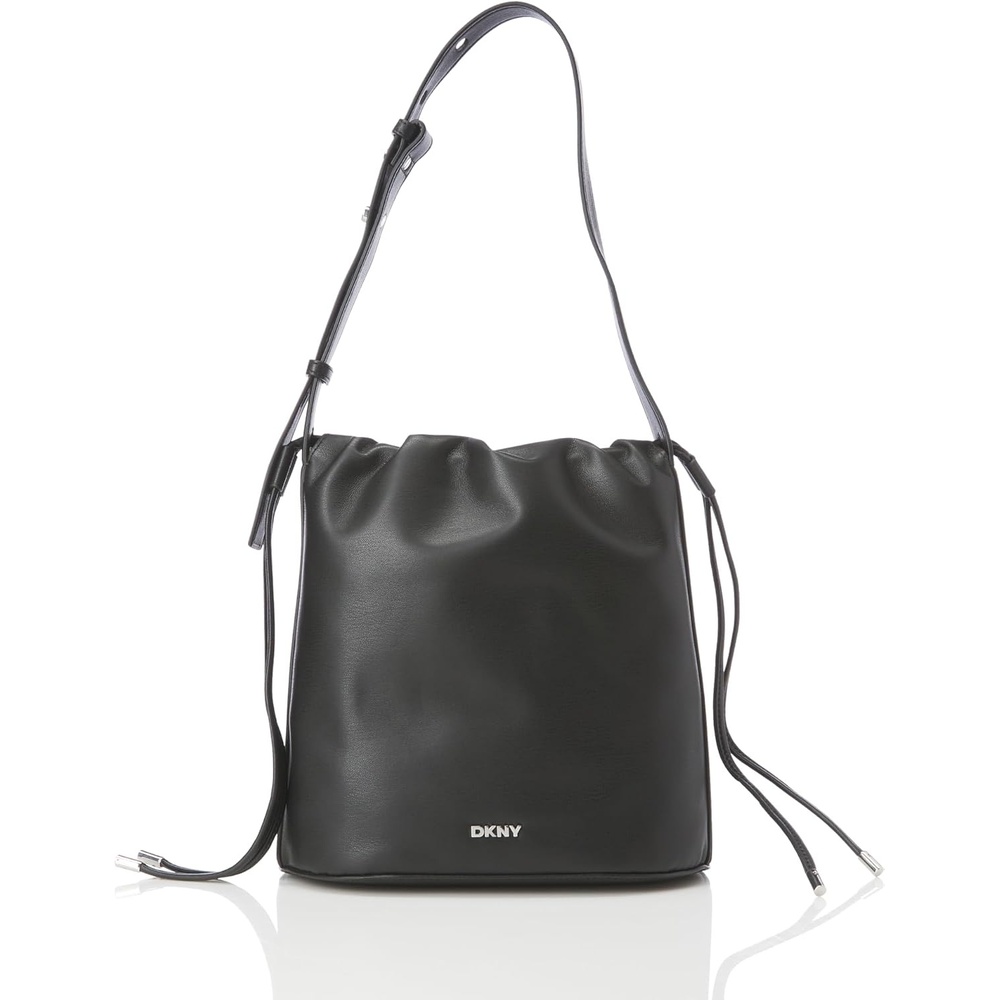 image:imageDKNY Womens Channing Drawstring Bucket BagBlackSilver