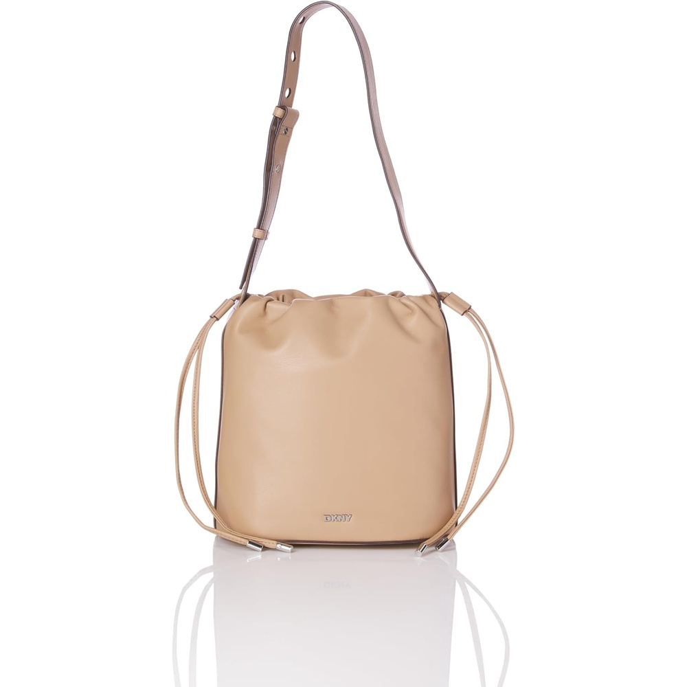 image:imageDKNY Womens Channing Drawstring Bucket BagCappucino