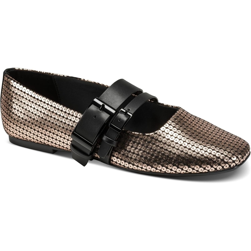 image:imageDKNY Womens Dade Ballet Flat with Double Buckle StrapChampagneBlack