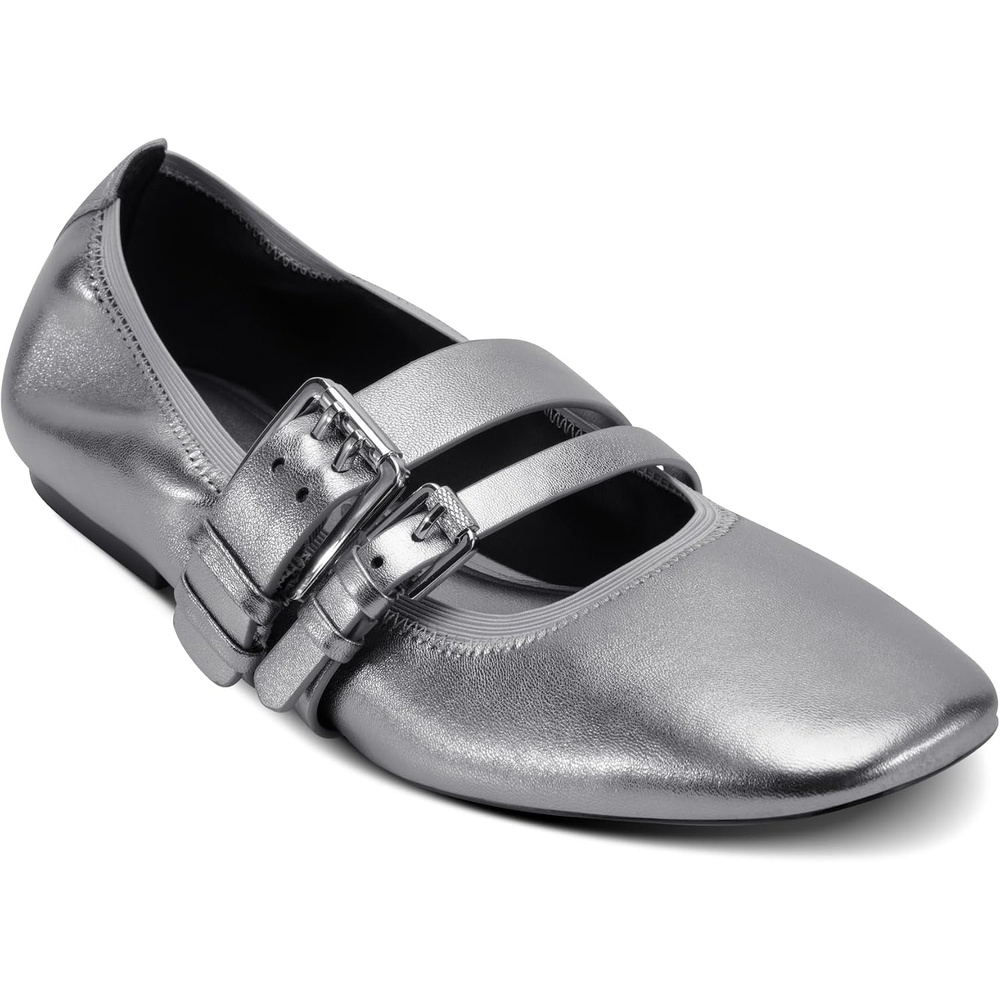 image:imageDKNY Womens Dade Ballet Flat with Double Buckle StrapNickel