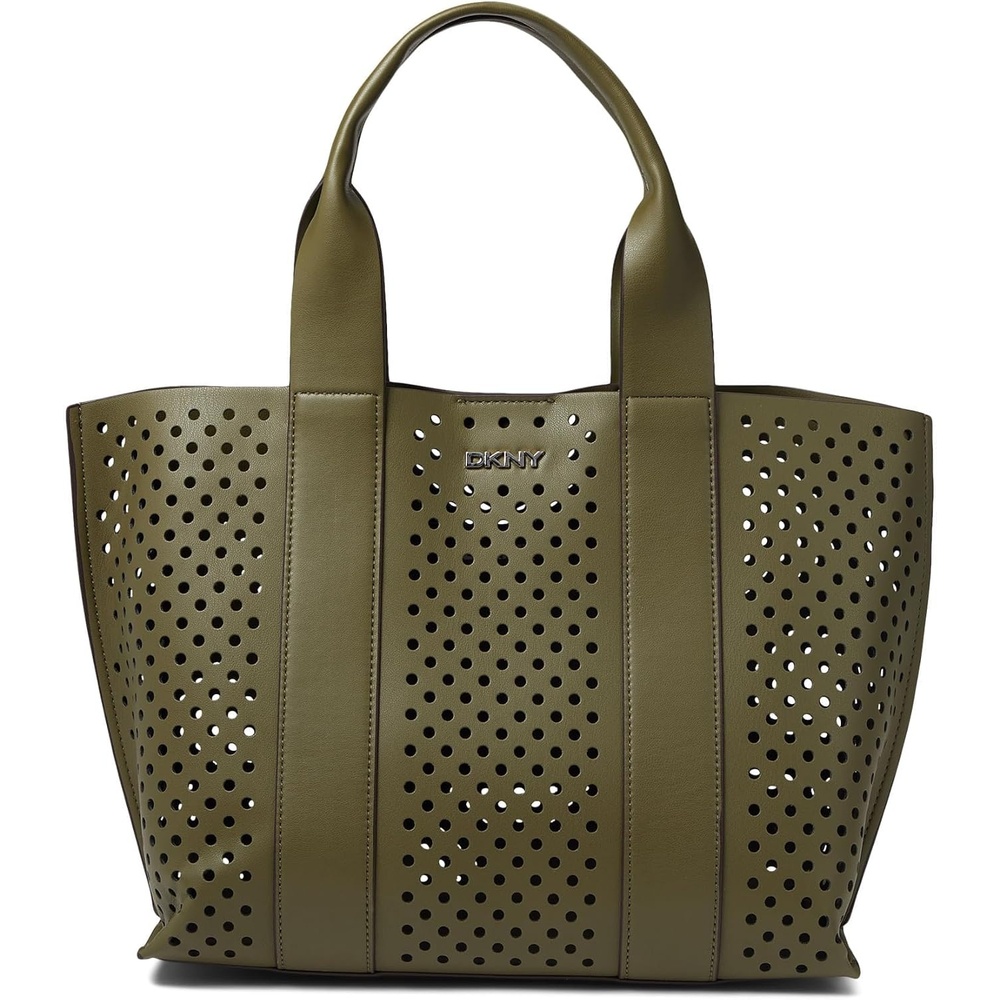 image:imageDKNY Womens Dakota Medium Tote BagMilitary GreenSilver