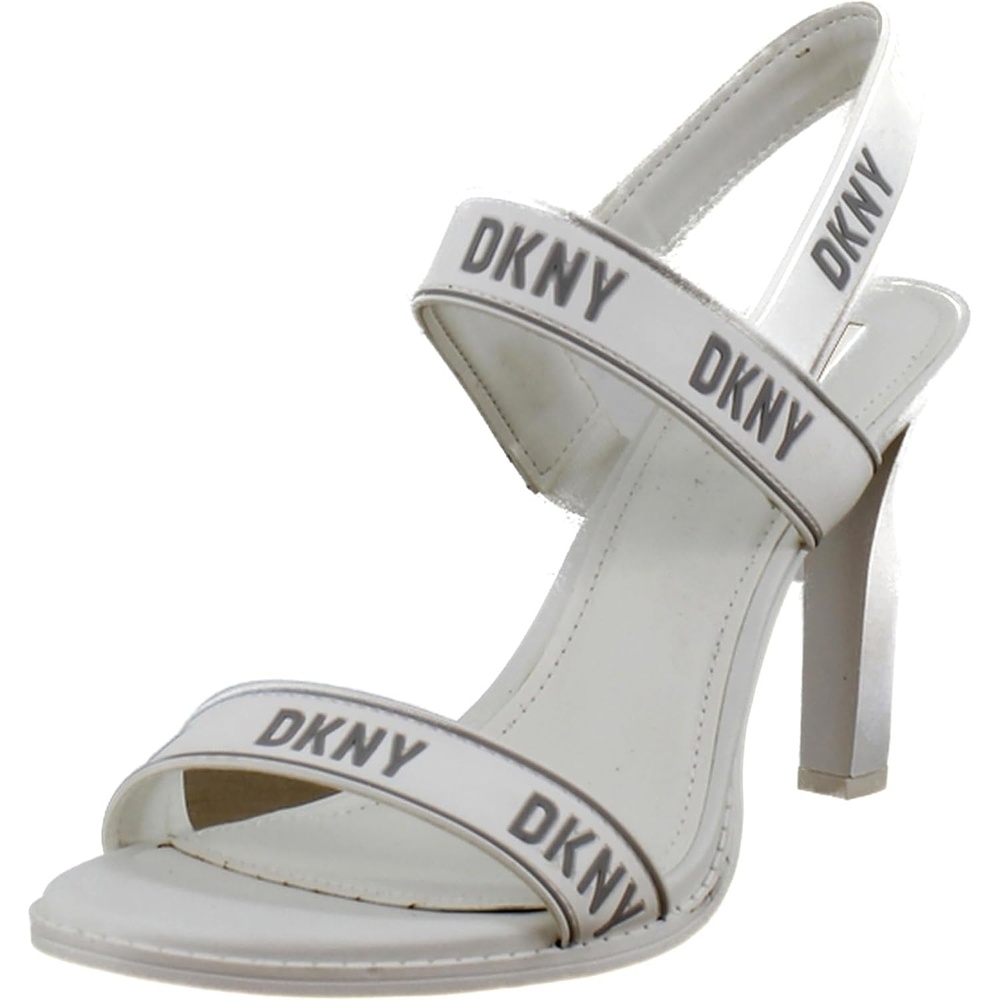 image:imageDKNY Womens Essential CAIMid Open Toe Fashion Pump Heel Sandal HeeledWhtSilver