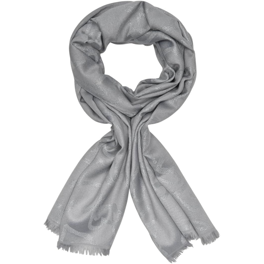 image:imageDKNY Womens Everybody Loves Donn Heart Print Metallic PashminaGrey