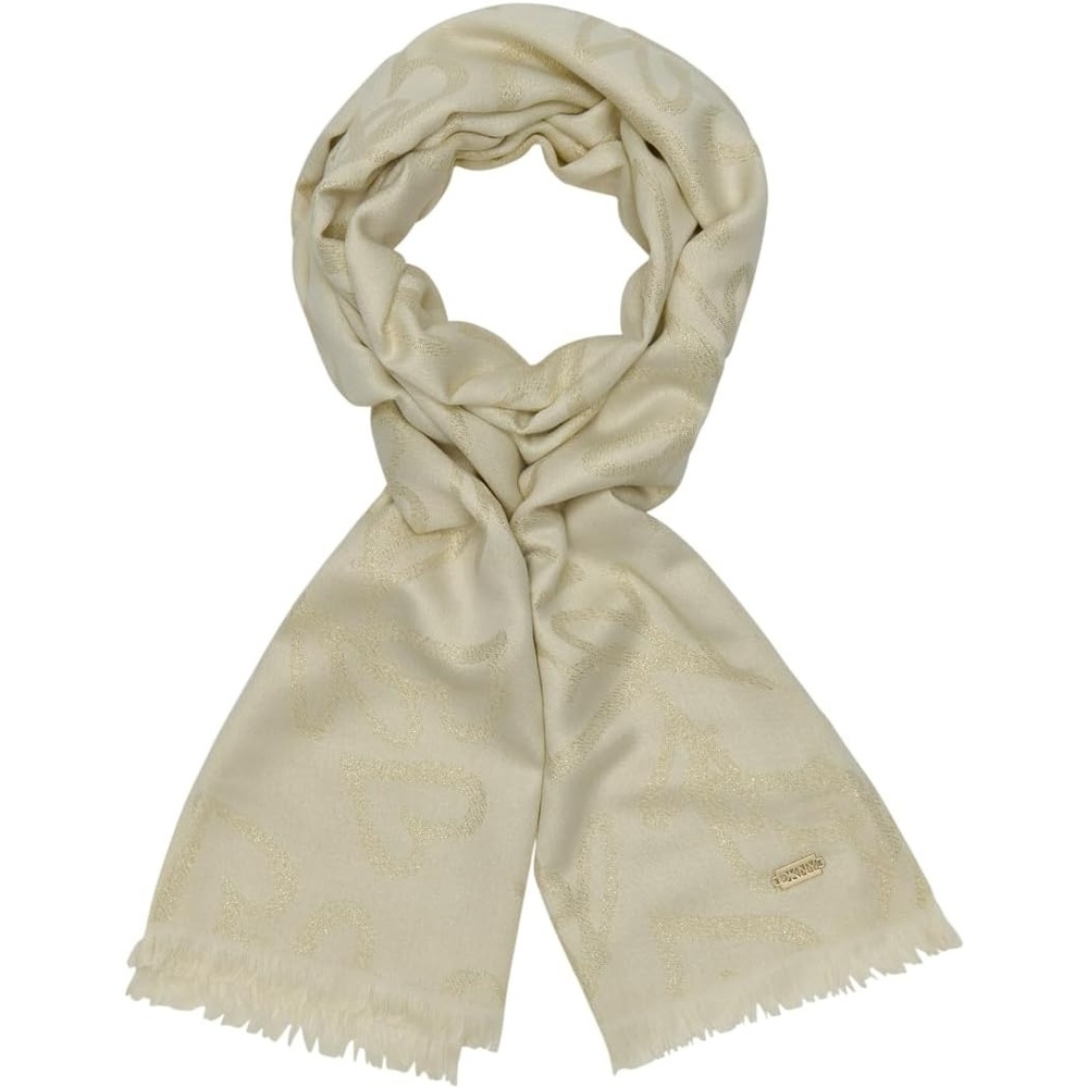 image:imageDKNY Womens Everybody Loves Donn Heart Print Metallic PashminaIvory