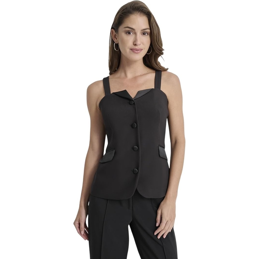 image:imageDKNY Womens Formal Formal Button Down Bustier Jacket TopBlack