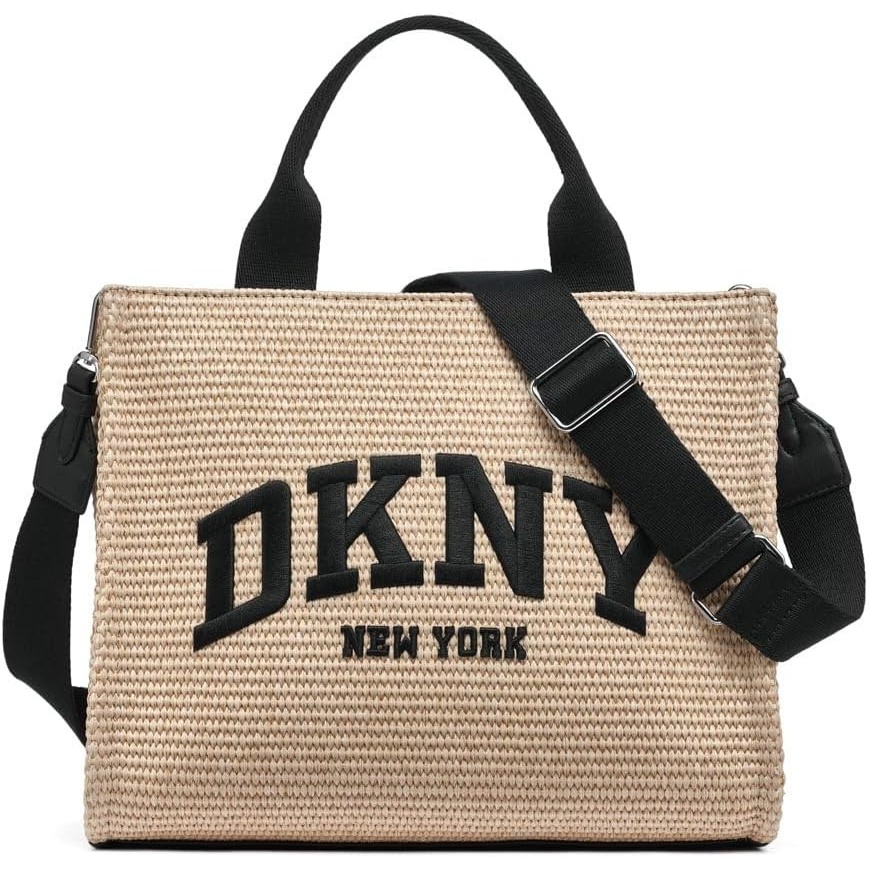 image:imageDKNY Womens Hadlee Medium Canvas Tote BagNaturalBlack