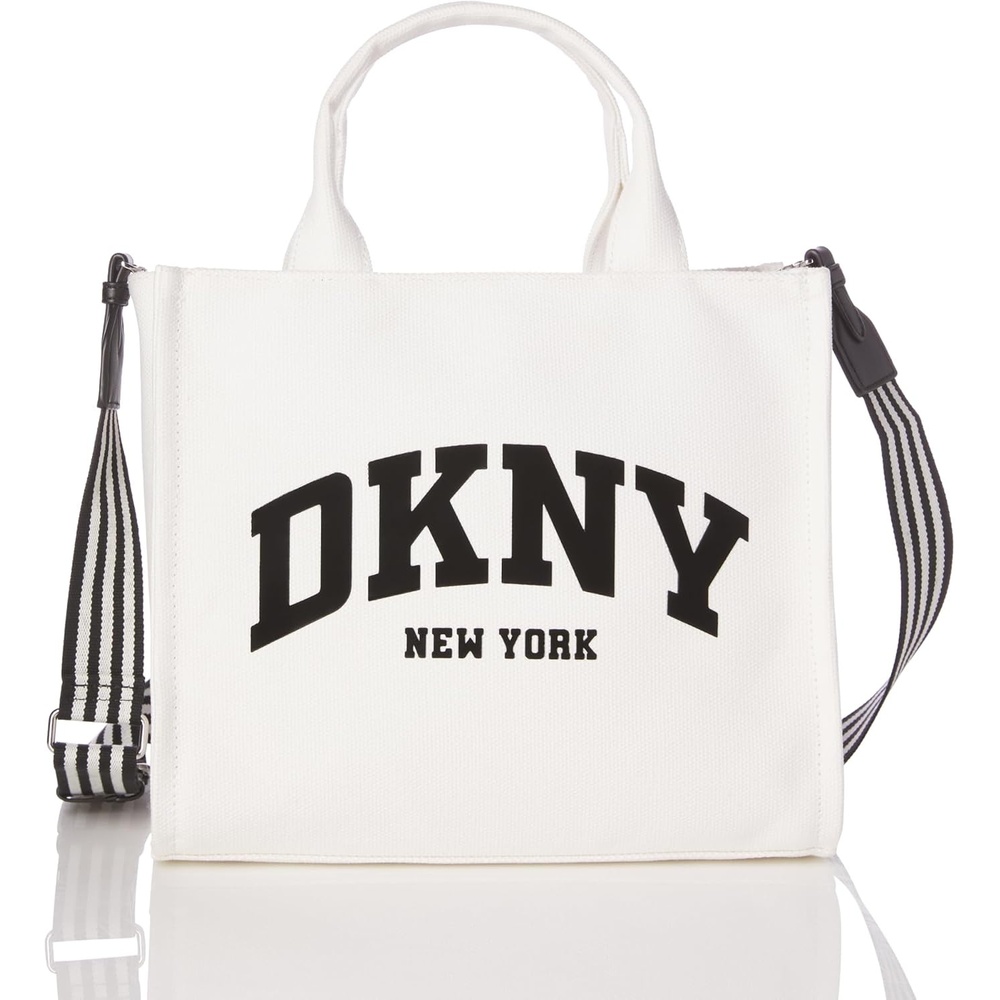 image:imageDKNY Womens Hadlee Medium Canvas Tote BagWhiteBlack