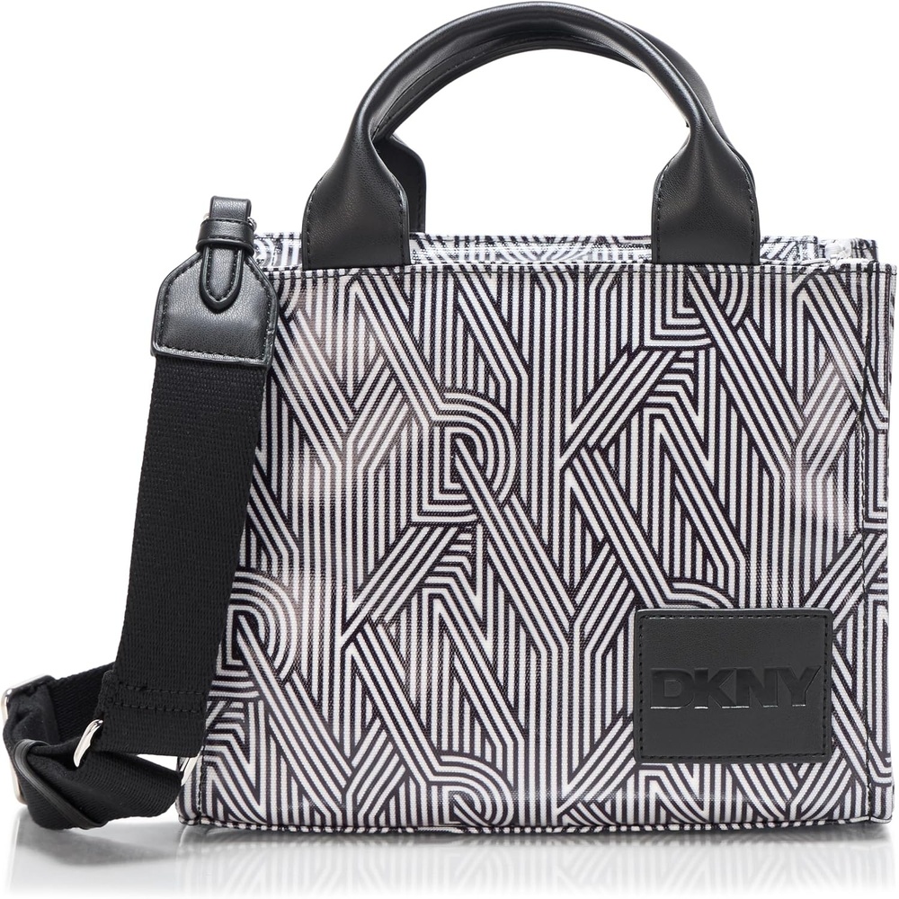 image:imageDKNY Womens Hadlee Small Canvas Tote BagBlackWhite Print