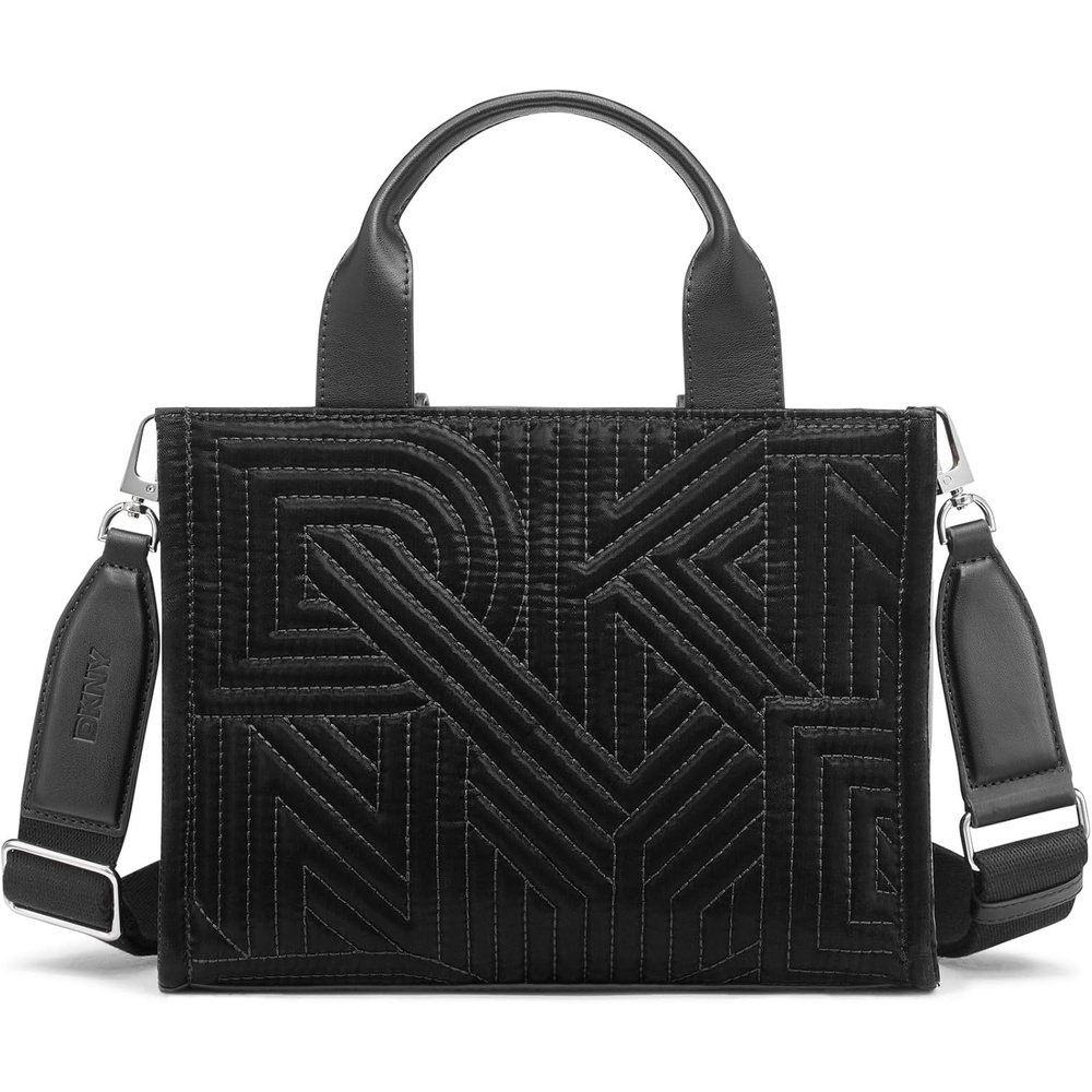 image:imageDKNY Womens Hadlee Small Faux Leather Tote BagBlackSilver
