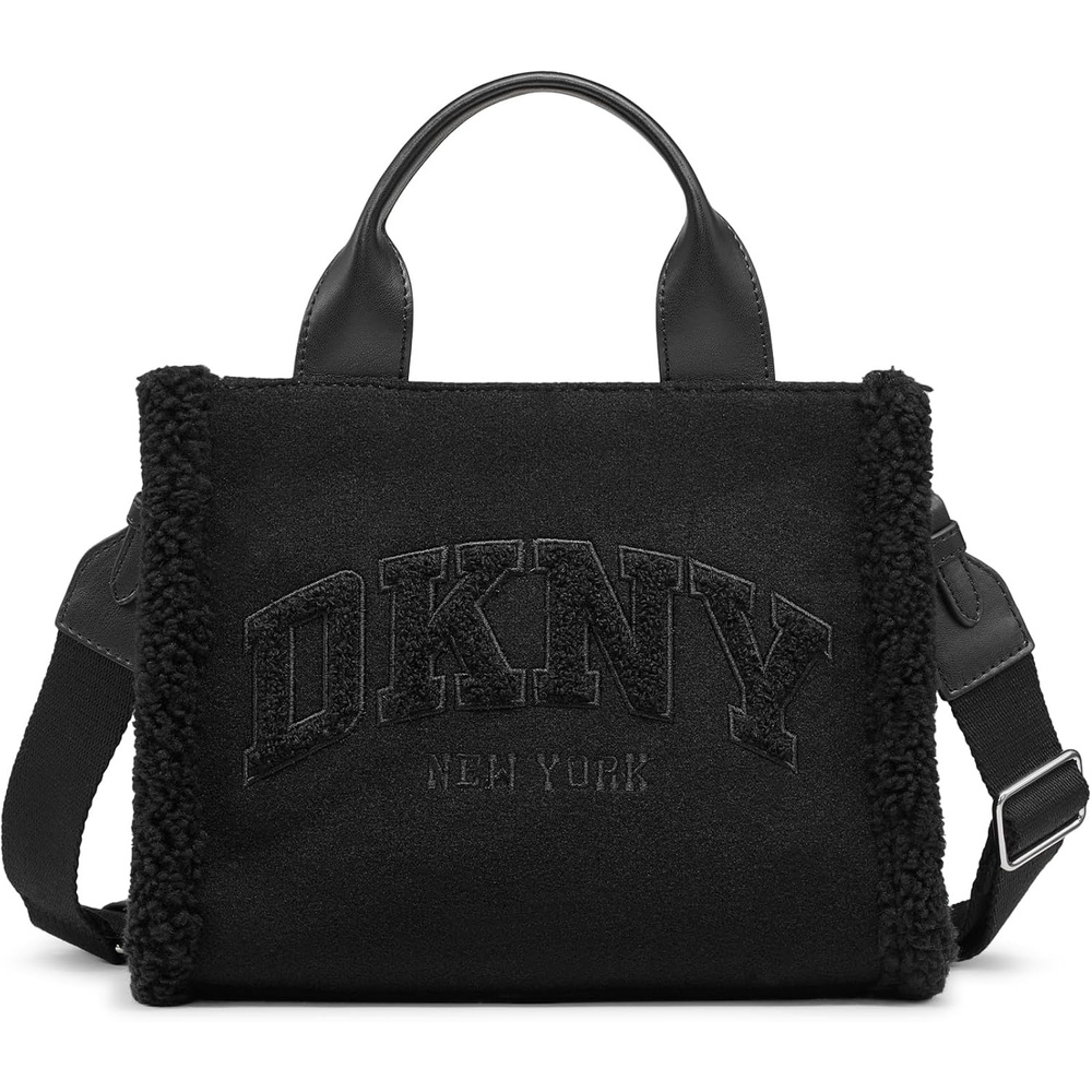 image:imageDKNY Womens Hadlee Small Fur Tote BagBlackSilver