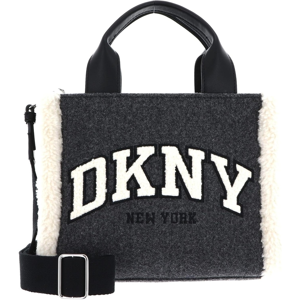 image:imageDKNY Womens Hadlee Small Fur Tote BagDark Gray Combo