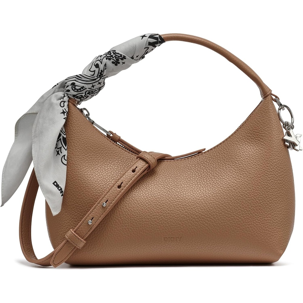 image:imageDKNY Womens Imma Crossbody Bag With Logo Keychain and Tie ScarfCappucino