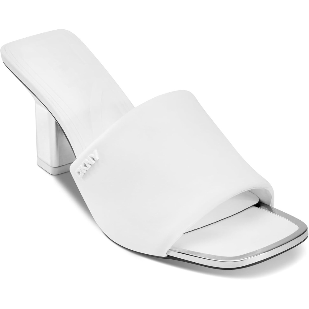 image:imageDKNY Womens Kelley Square Toe Heeled Sandal MuleWhite
