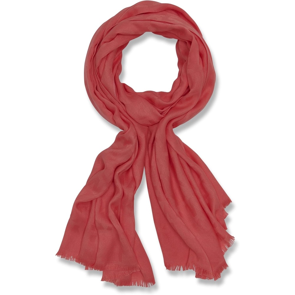 image:imageDKNY Womens Lightweight Logo Pashmina With Eyelash FringeCoral Crush