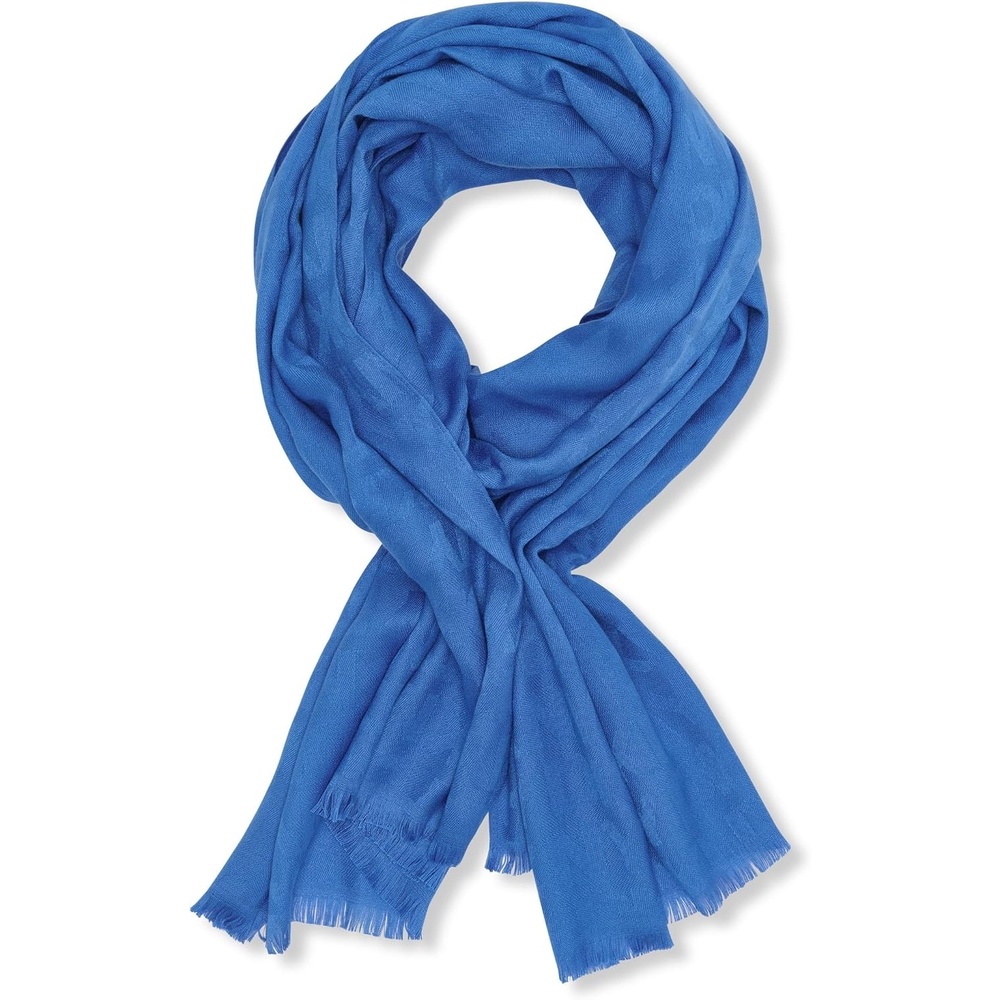 image:imageDKNY Womens Lightweight Logo Pashmina With Eyelash FringeCornflower Blue