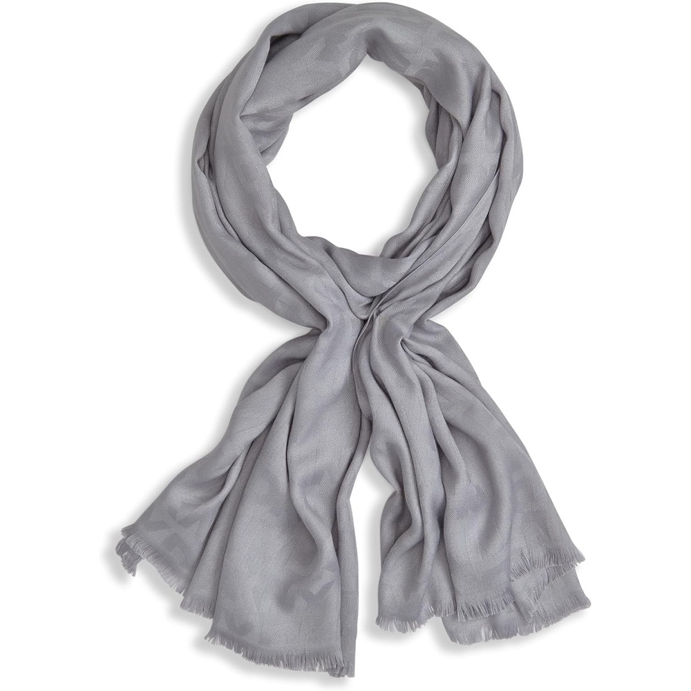 image:imageDKNY Womens Lightweight Logo Pashmina With Eyelash FringeGrey