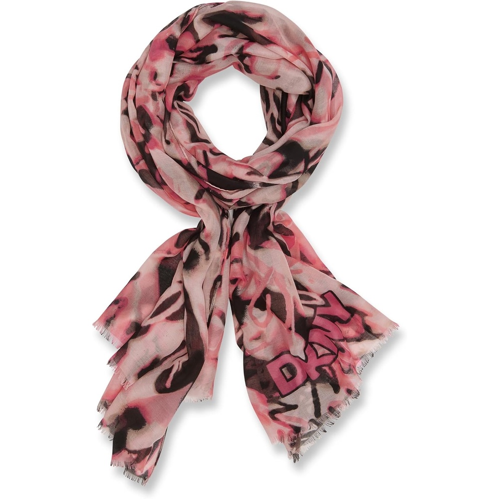 image:imageDKNY Womens Lightweight Printed Oversized Pashmina ScarfCoral Crush