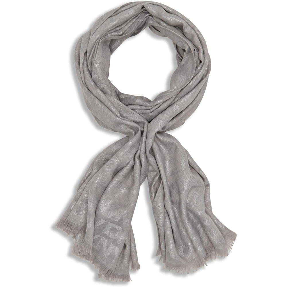 image:imageDKNY Womens Logo Metallic Pashmina ScarfGrey