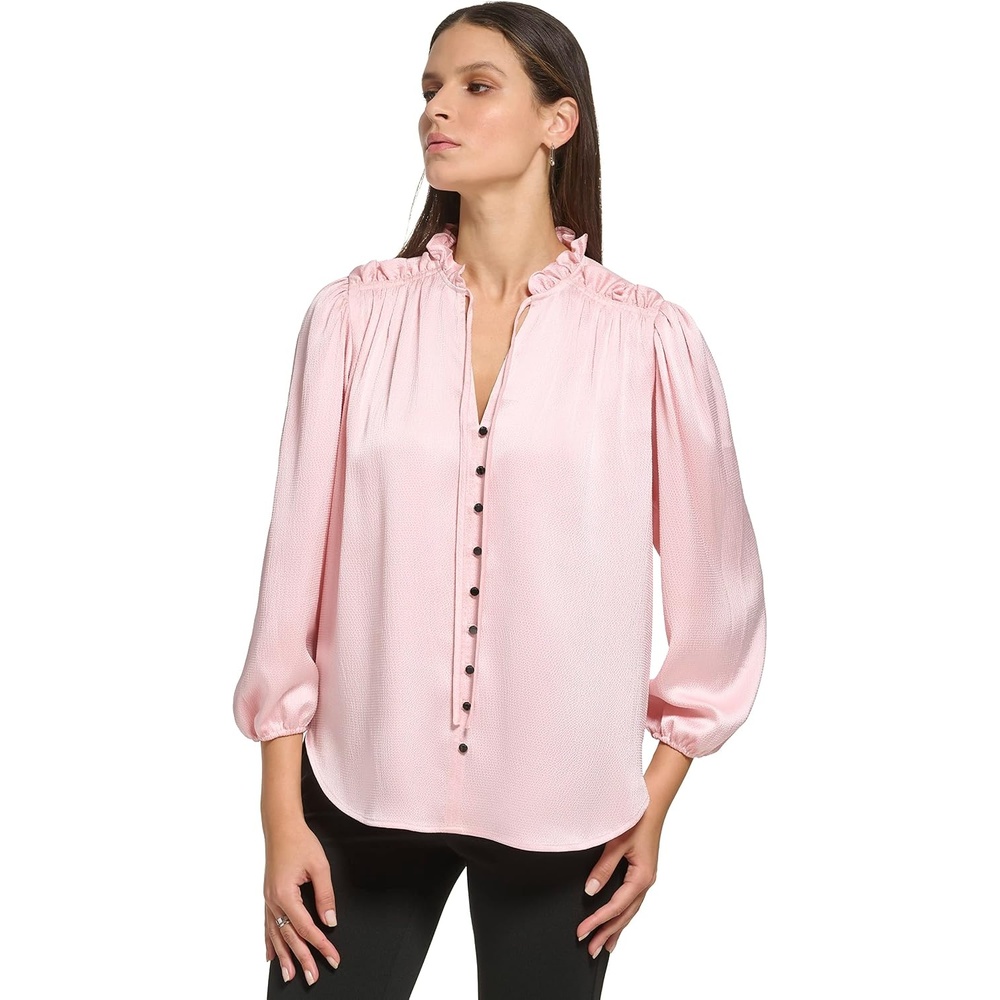 image:imageDKNY Womens Long Balloon Sleeve BlouseRose Quartz
