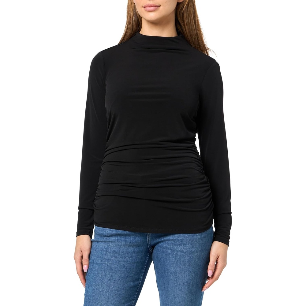 image:imageDKNY Womens Long Sleeve Mock Neck Jersey BlouseBlack