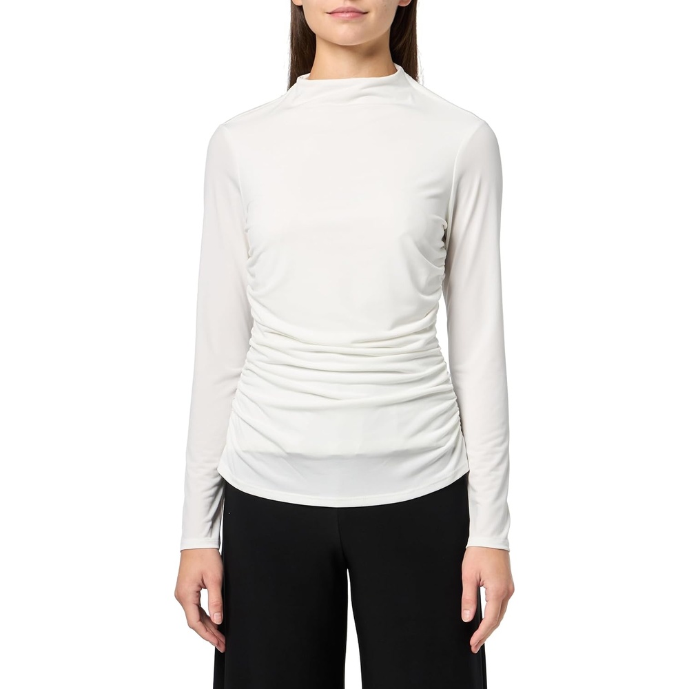 image:imageDKNY Womens Long Sleeve Mock Neck Jersey BlouseIvory