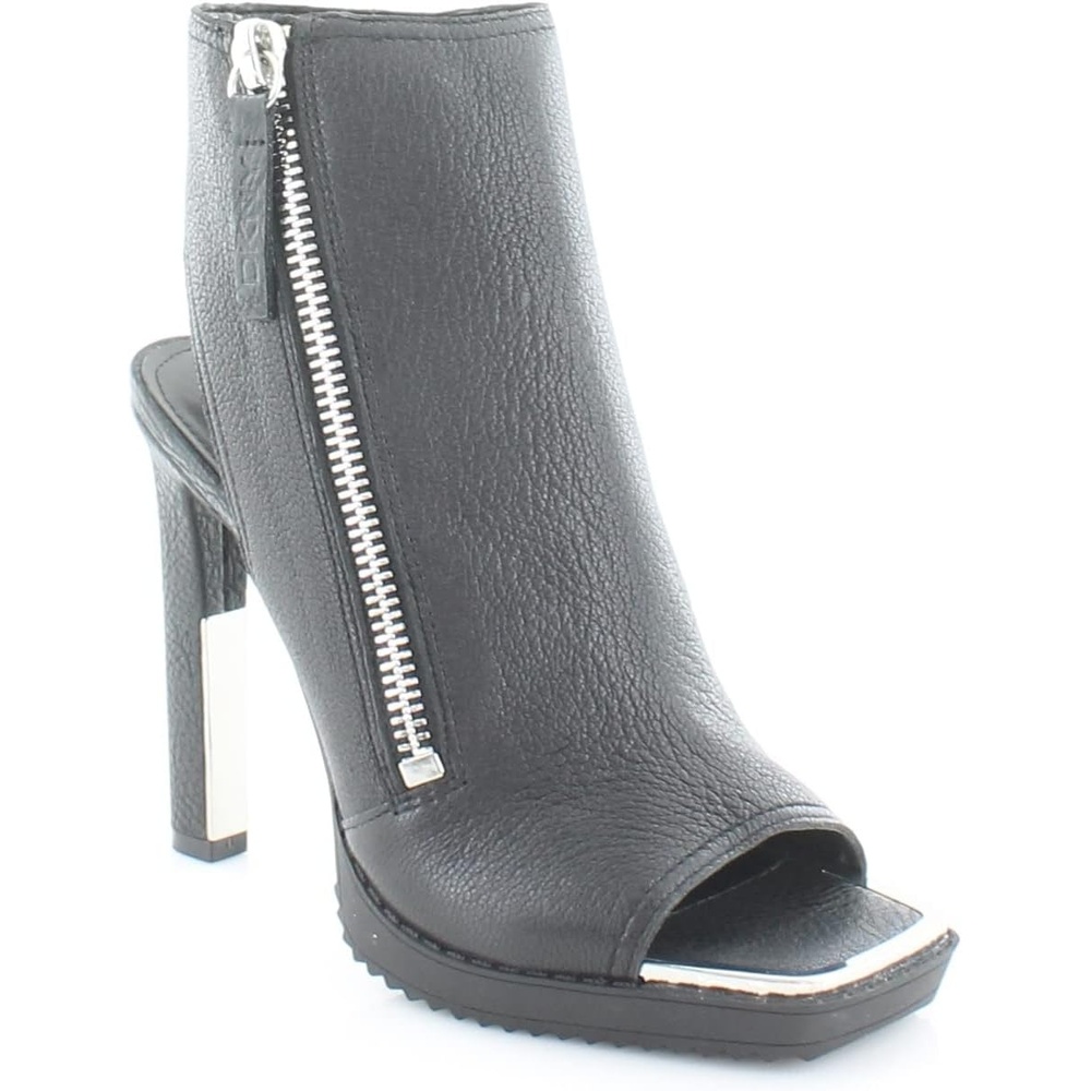 image:imageDKNY Womens Malia Peep Toe Heeled Bootie With Side ZipperSolid Black