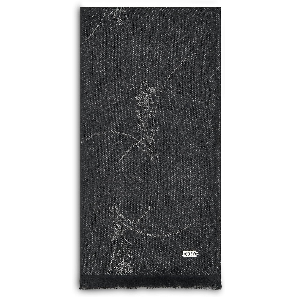 image:imageDKNY Womens Metallic Orchid Print PashminaBlack