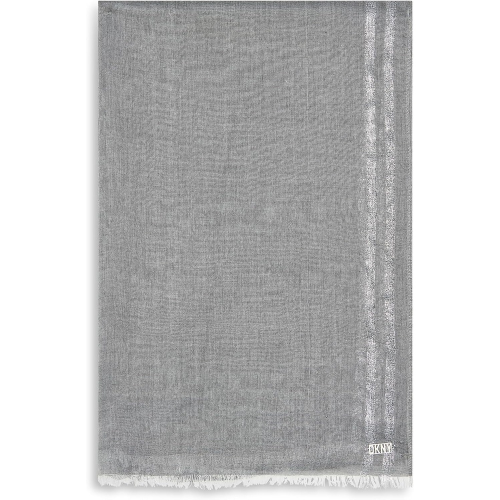 image:imageDKNY Womens Metallic Windowpane Gauze ScarfBlack