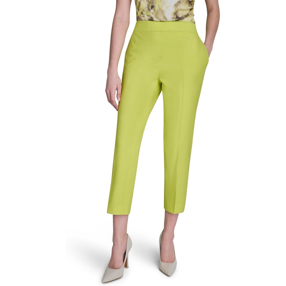 image:imageDKNY Womens Mid Rise Straight Leg Pull on PantLimeade