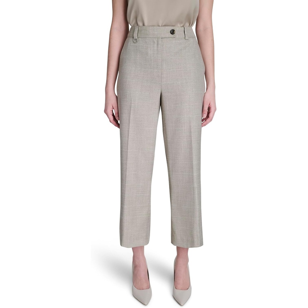 image:imageDKNY Womens Midrise Pleated Pant with Belt DetailPebbleWhite