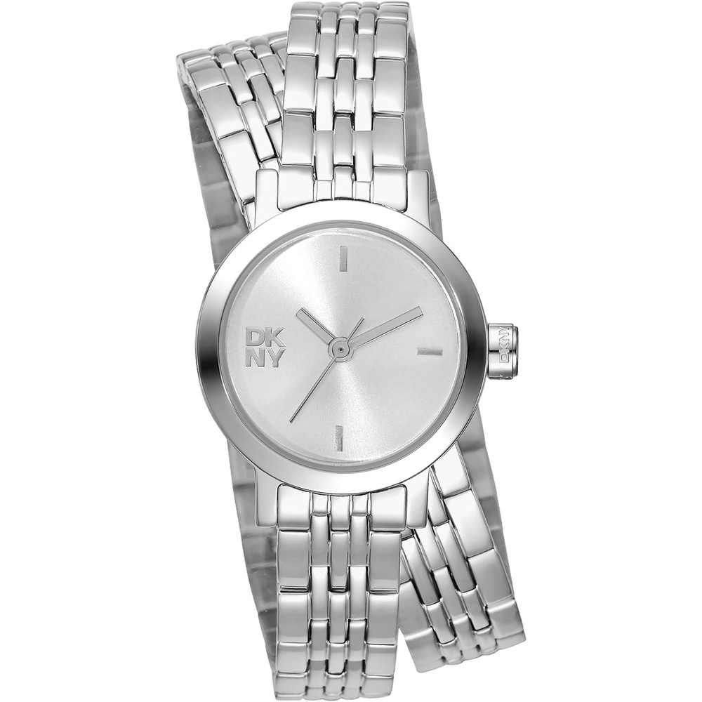 image:imageDKNY Womens Mini Silver Dial Stainless Steel Double Bracelet Watch 23mm