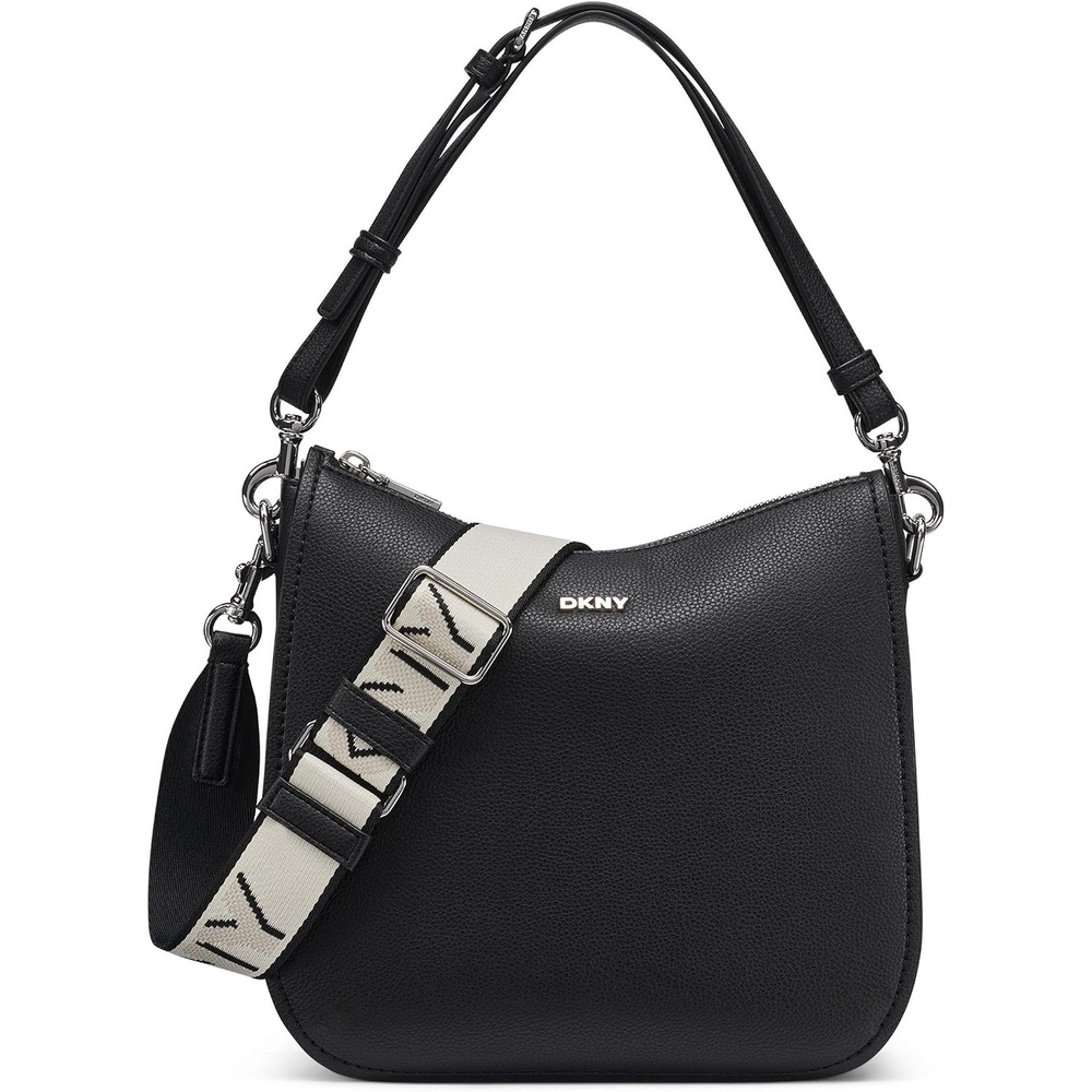 image:imageDKNY Womens Nessa Medium CrossbodyNew BlackSilver