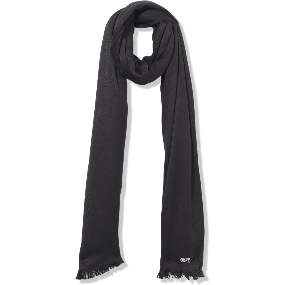 image:imageDKNY Womens Oversized Solid Pashmina With Eyelash FringeBlack