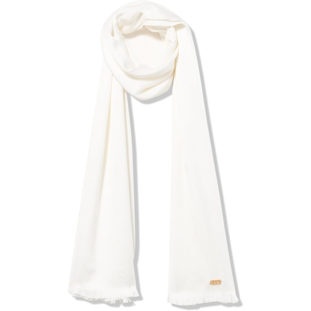 image:imageDKNY Womens Oversized Solid Pashmina With Eyelash FringeIvory