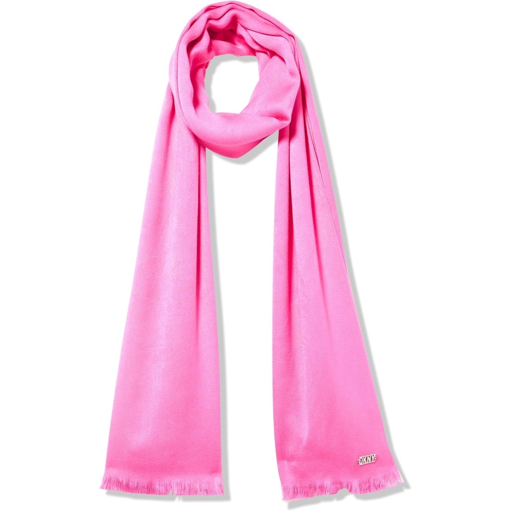 image:imageDKNY Womens Oversized Solid Pashmina With Eyelash FringeShocking Pink